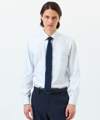 トロッター セミワイドシャツ 無地/ブルーバリエーション