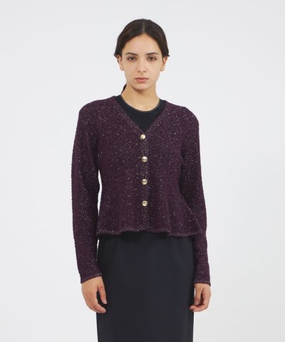 ラメノットヤーン ニットカーディガン