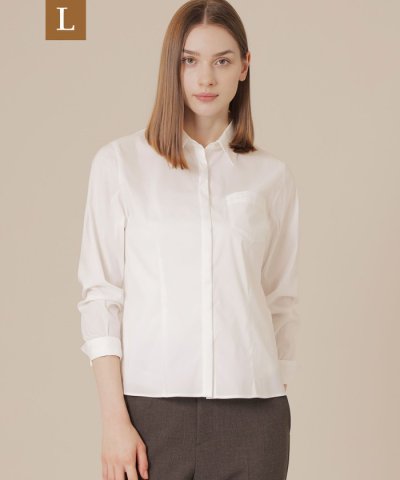 【L】コットンナイロンストレッチブラウス