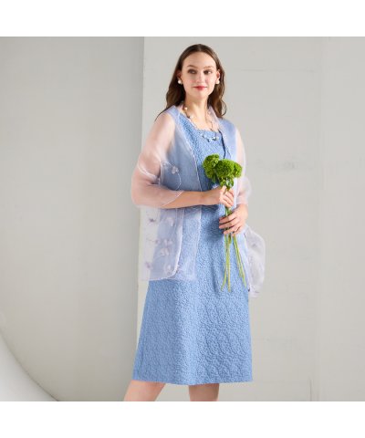 【M～4L/セットアップ対応】米沢織ふくれジャカードワンピース