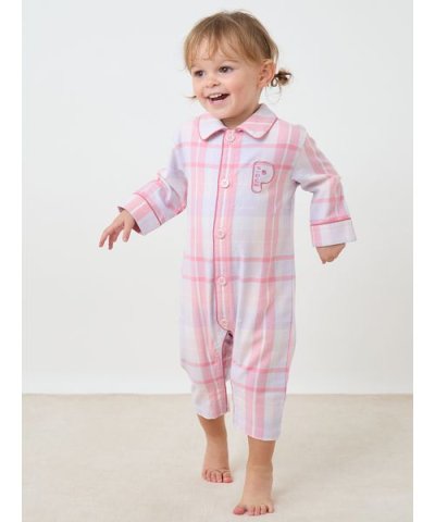 【BABY】チェック柄シャツロンパース