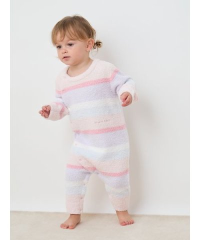 【BABY】ベビモコカラフルボーダーロンパース
