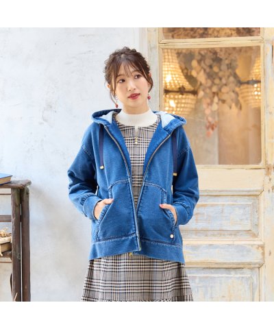 デニムライクジップアップパーカー