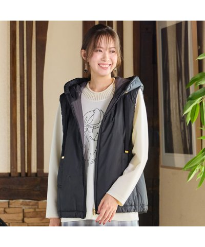 ピサーノ PISANO キャメル入り中綿・ジップアップフーディージレ