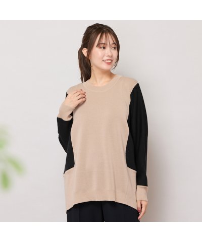 バイカラー配色・ドルマンスリーブニット