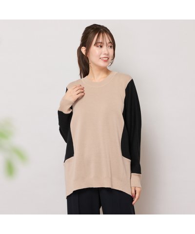 バイカラー配色・ドルマンスリーブニット