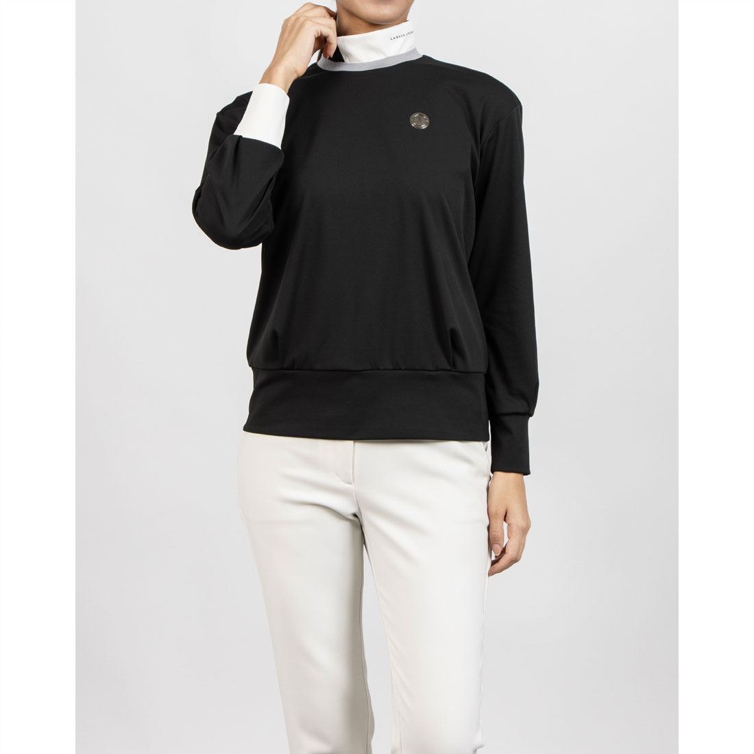 LANVINSPORT ランバン スポール LANVIN SPORT アシンメトリーデザインハイネック長 ブラック 44 LANVINSPORT ランバン スポール LANVIN SPORT アシンメトリーデザインハイネック長 ブラック 44