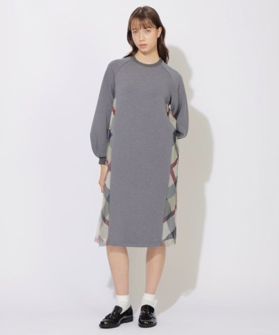 【限定カラーあり】チェックプリーツコンビジャージードレス