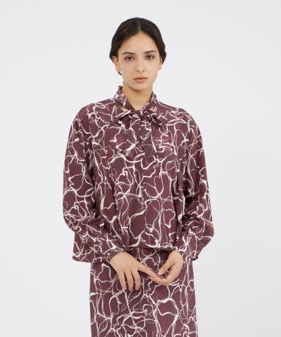 マーブルプリント タイブラウス