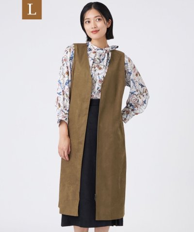 【L】【ウォッシャブル】ストレッチスエードジャケット