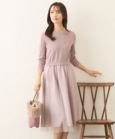 ニットコンビ チュールワンピース