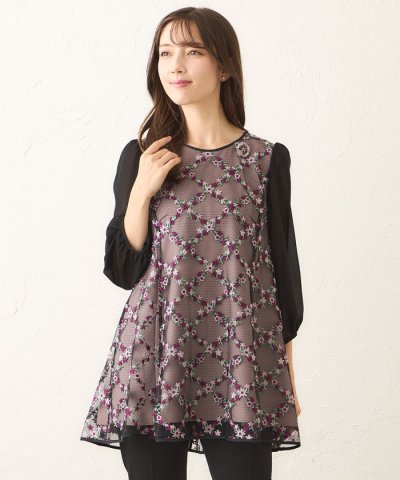 フラワー刺しゅう チュニックブラウス