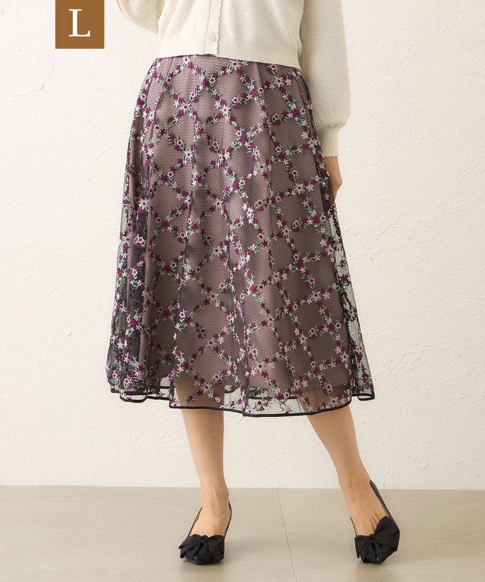 ピンク系｜Aラインスカート｜TO BE CHIC(Lサイズ)(トゥー ビー