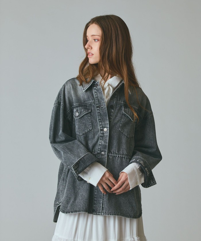 GRACECONTINENTAL デニムシャツジャケット ブラック 38 GRACECONTINENTAL デニムシャツジャケット ブラック 38