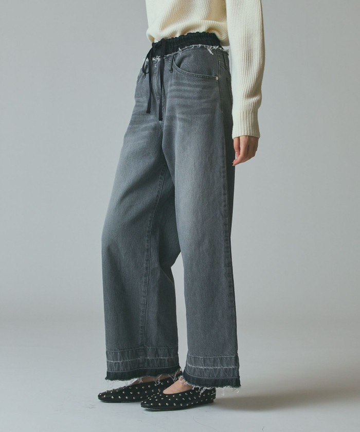 GRACECONTINENTAL コンビデニムイージーパンツ グレー 34