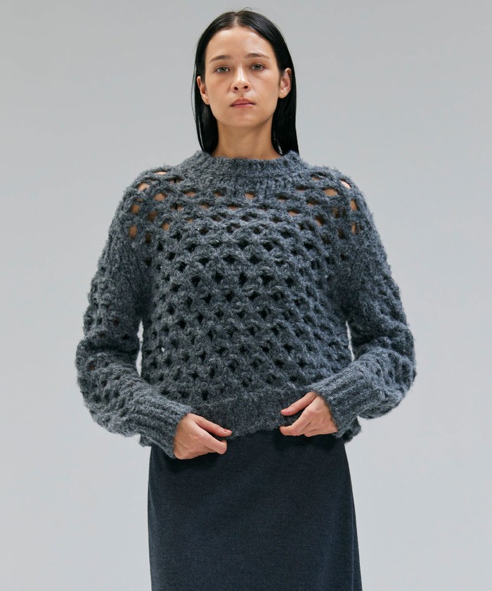 BEIGE KOKOMO / ウールアルパカメッシュニット MD. GRAY 4