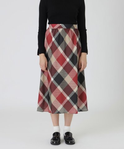 【店舗限定】クレストブリッジチェックサテンプリントスカート