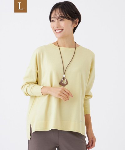 【L】【ウォッシャブル】ラメハイゲージニットボートネックプルオーバー