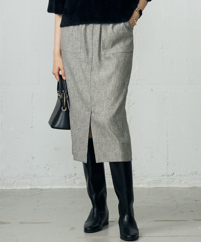 グレー系｜Aラインスカート｜自由区 (Lサイズ)(ジユウクエル