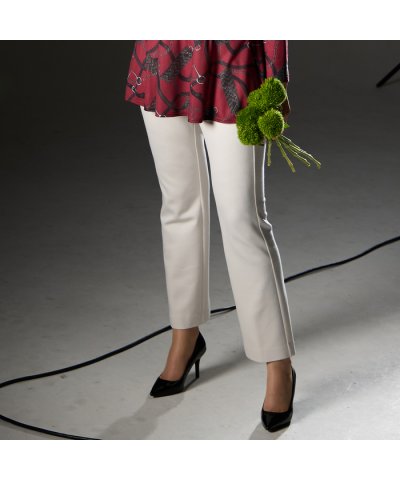 【L～４L】クロスウォームポンチパンツ　ベージュ/ブラウン