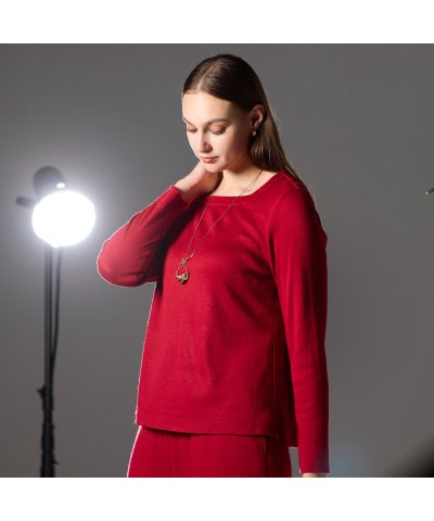 【M～4L/セットアップ対応】ウォームスムースプルオーバーＴシャツ