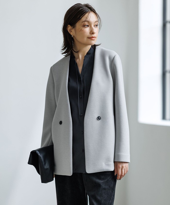 【 新品 タグ付 】アイシービー 洗える ノーカラー L テーラード ベージュ 新品 タグ付 】アイシービー 洗える ノーカラー L テーラード ベージュ