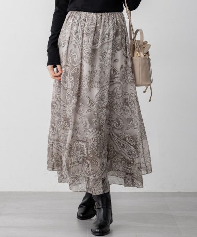 【洗える】Erica クレープペイズリープリント スカート