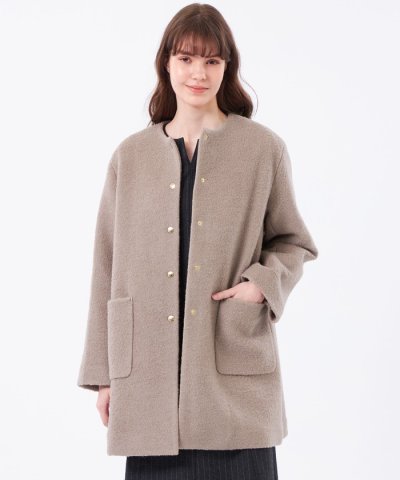 【WEB&一部店舗限定】ウールパイルノーカラーコート