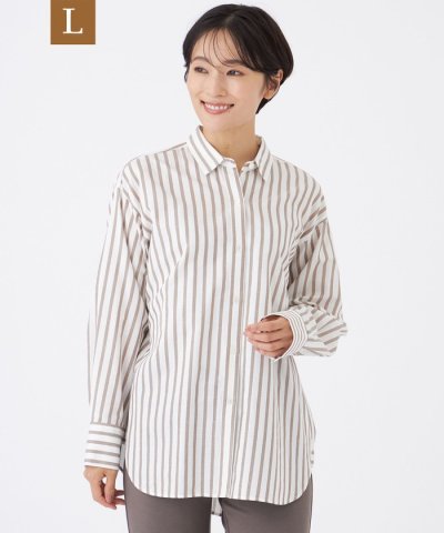 【L】【カタログ掲載】【ウォッシャブル】ジャカードラメストライプシャツ