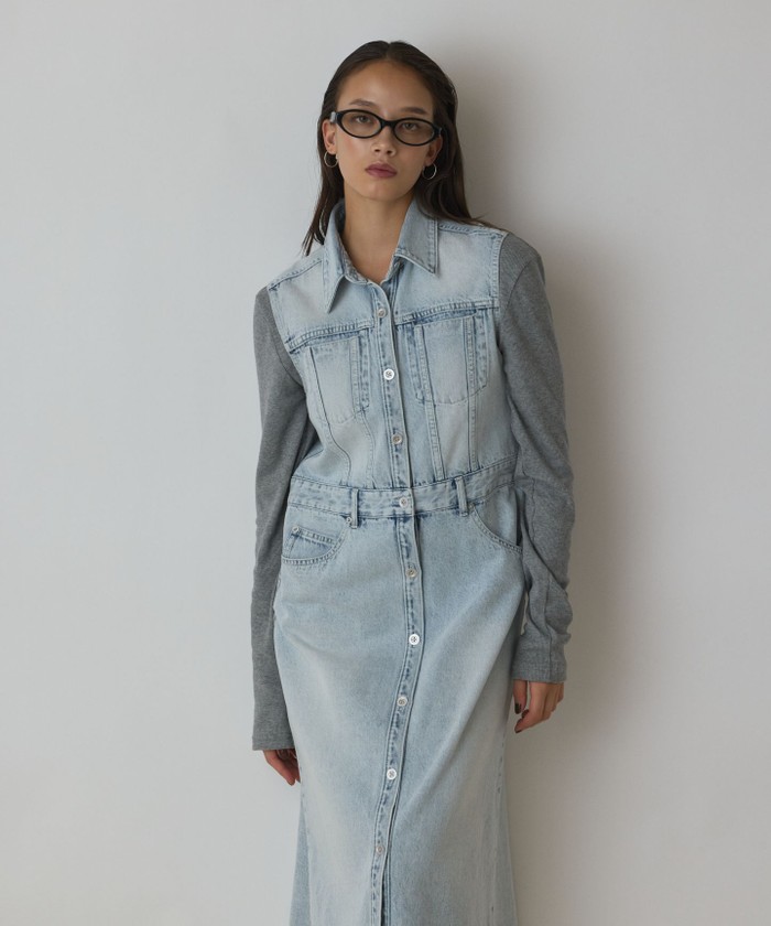 GRACECONTINENTAL デニムロングジレワンピース サックス 38 GRACECONTINENTAL デニムロングジレワンピース サックス 38