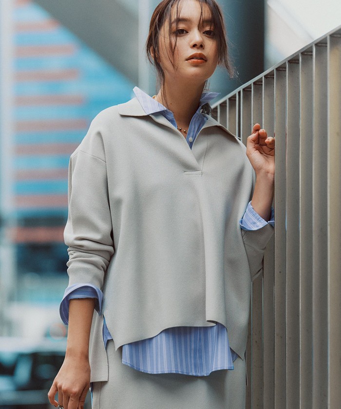 洗える】 シルキーウールダブルフェイス ニットプルオーバー(508608984