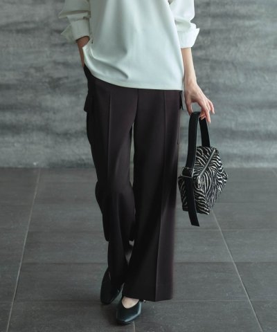 【スマートバック仕様・洗える】ストレッチダブルサテン カーゴパンツ