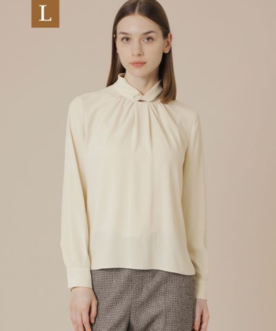 【L】バックサテンジョーゼットブラウス