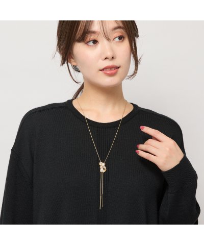 ゴールド調・パーツ付きフリースライドネックレス