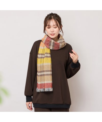 ピサーノ PISANO 【手洗いOK】マルチチェック・フリンジマフラー