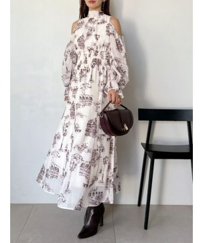 コールドショルダーボウタイワンピース