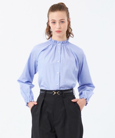 フリルカラーコットンブラウス