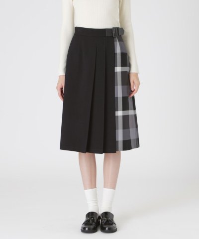 ウールライクツイルパーシャルチェックスカート
