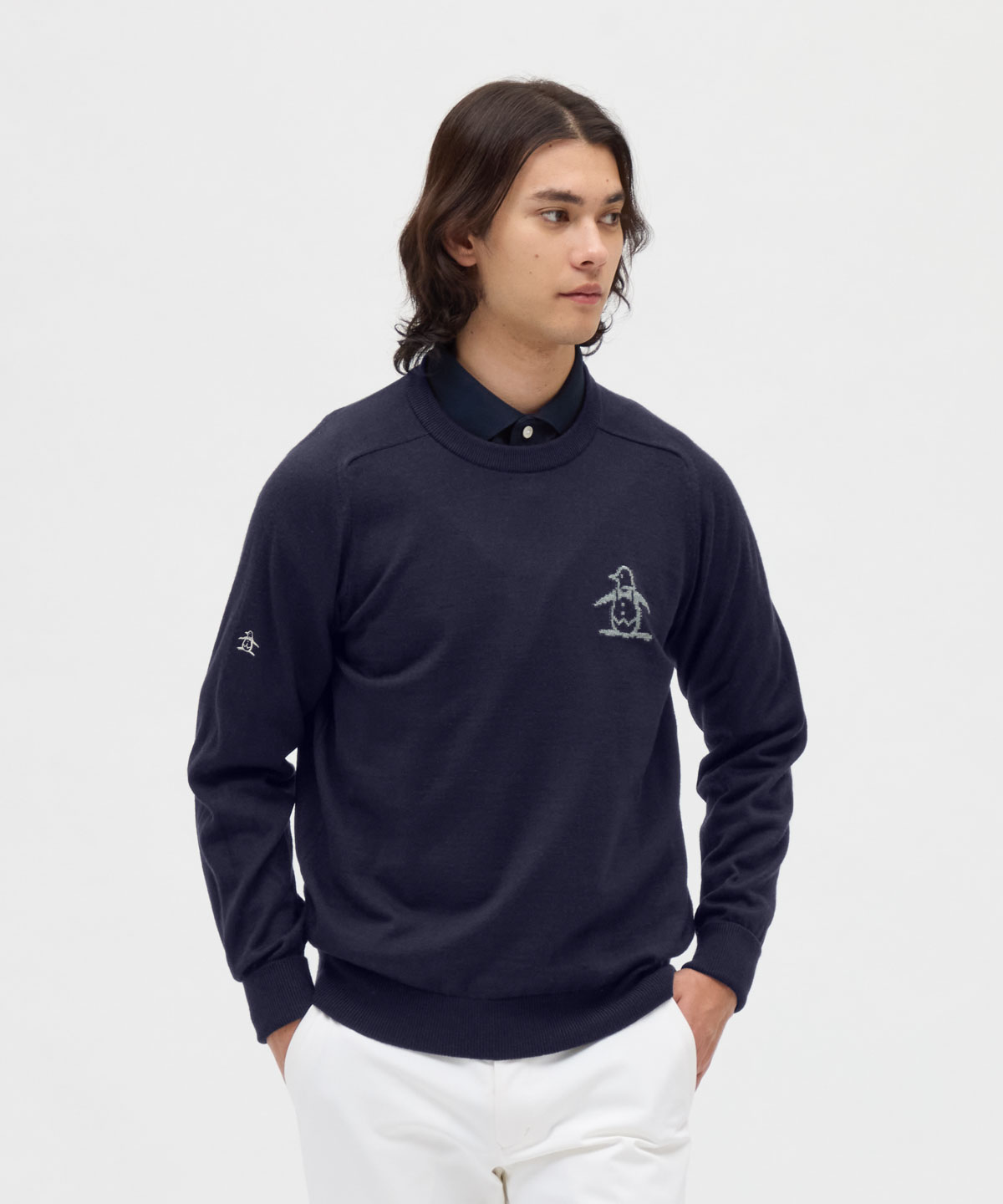 マンシングウェア セーター マンシングウェア Munsingwear 吸湿発熱ビッグロゴクルーネック