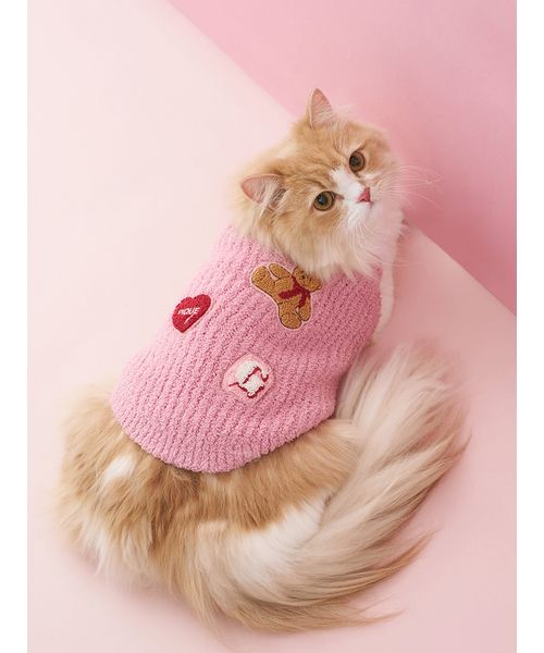 GELATOPIQUECAT & DOG 【CAT & DOG】ベビモコベアサガラ刺繍プルオーバー PNK M GELATOPIQUECAT & DOG 【CAT & DOG】ベビモコベアサガラ刺繍プルオーバー PNK M