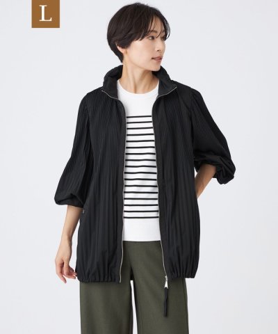 【L】【はっ水】【防風】【ウォッシャブル】ジャージープリーツアウター