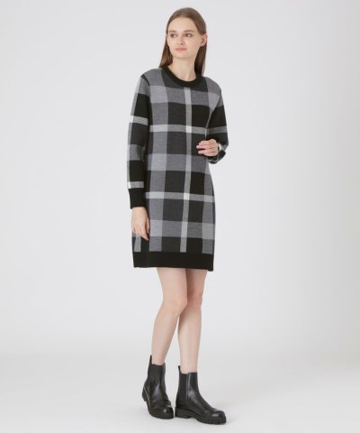 クレストブリッジチェックウーリージャカードドレス