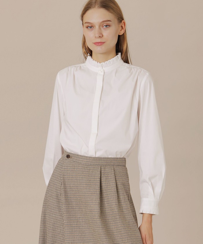 25年現行✨マッキントッシュロンドン コットンフリルブラウス シャツ ホワイト 25年現行✨マッキントッシュロンドン コットンフリルブラウス シャツ