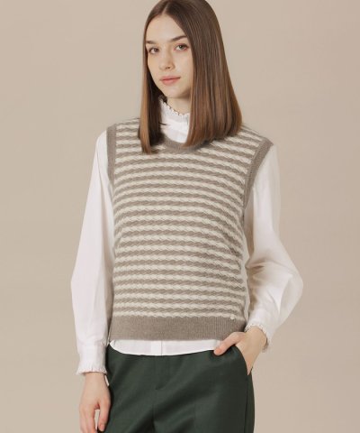 【婦人画報11月号掲載】アルパカスレッドボーダーニットベスト