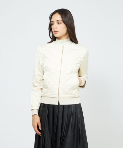 サテンキルト ノーカラージャケット