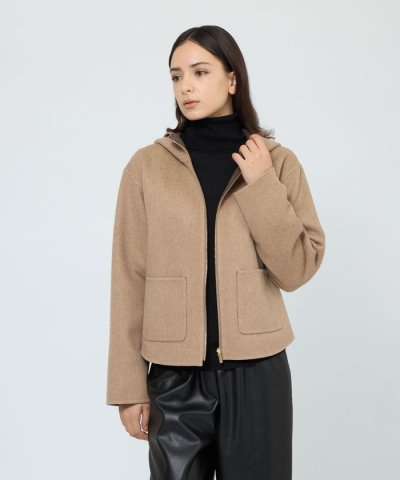 ウールリバーシブルフーディー ショートコート