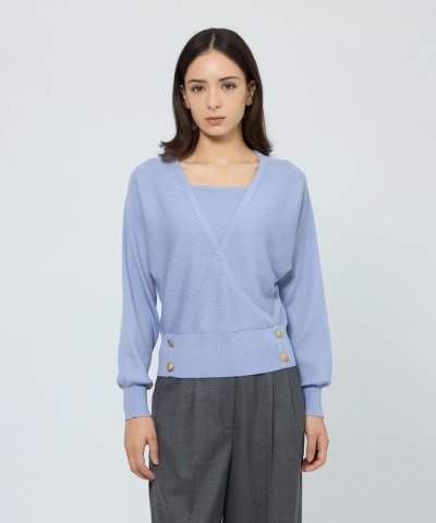 【WEB＆一部店舗限定】 ウォッシャブルウール カシュクールリブニット