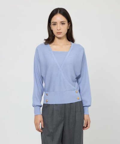 【WEB＆一部店舗限定】 ウォッシャブルウール カシュクールリブニット