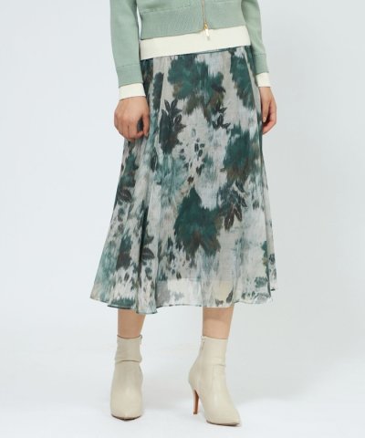 ニュアンスフラワープリント フレアスカート