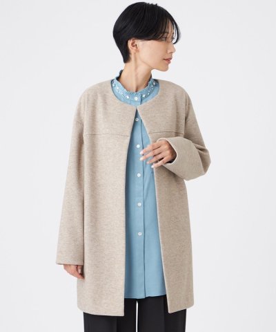 【カタログ掲載】【ウォッシャブル】ウールライクジャージ―ノーカラーコーディガン